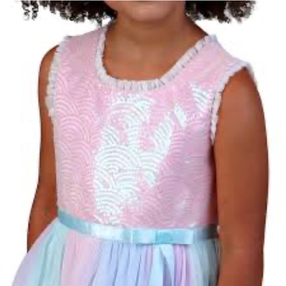 • Jona Michelle • Little Girls Tulle Formal Pastel Rainbow Dress Pink / Blue - Picture 1 of 4
